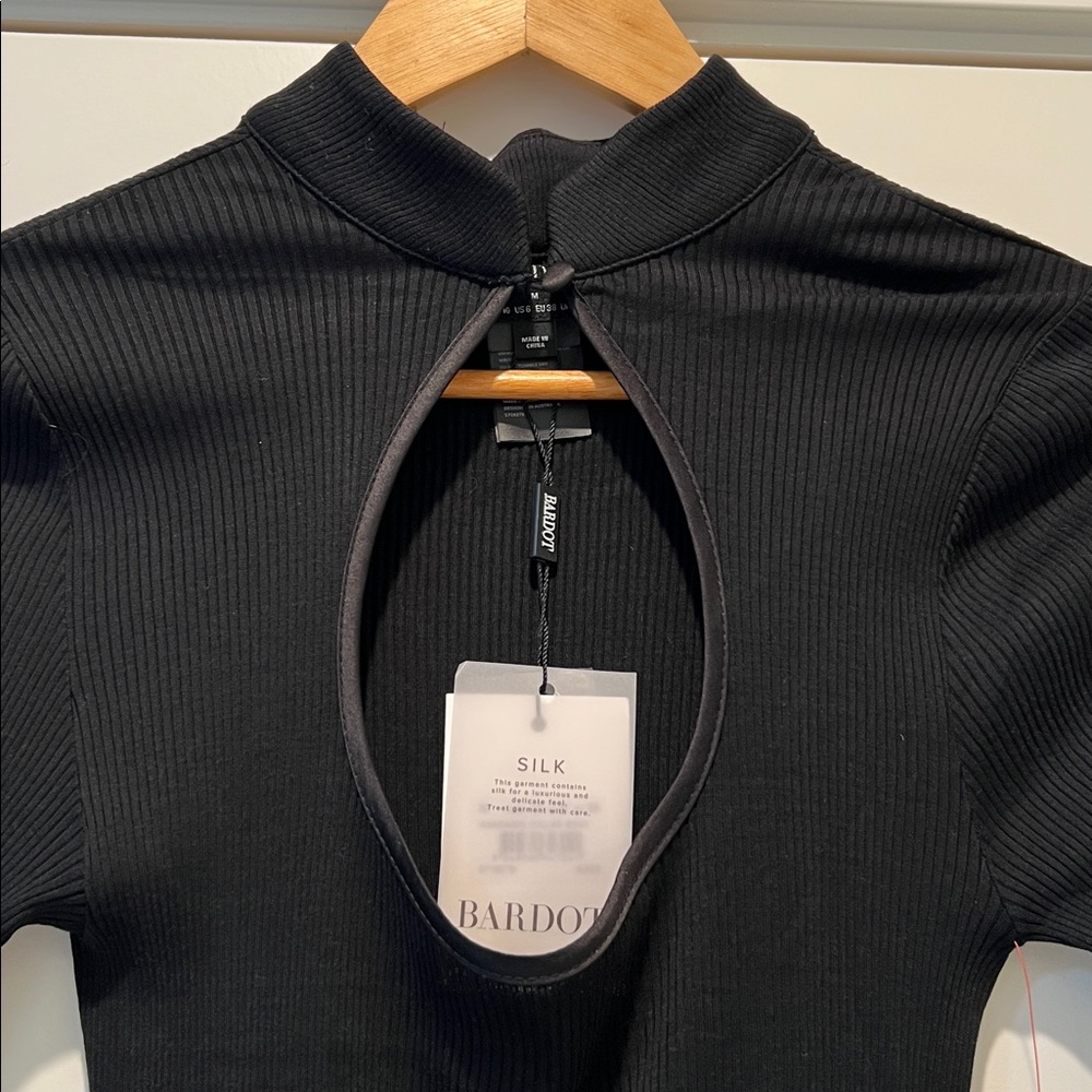Bardot Mandarin Collar Silk Blend Bodysuit - Picture 3 of 3
